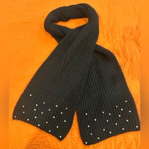 Elegant Black Scarf with Silver rhinestone Accents